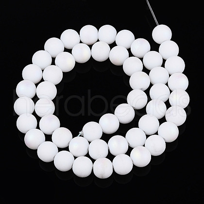 Frosted Opaque Glass Beads Strands GLAA-T032-P8mm-MBB02-1