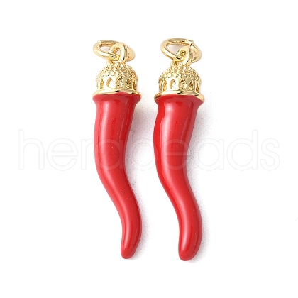 Brass Enamel Pendants X-KK-A252-13B-G-1