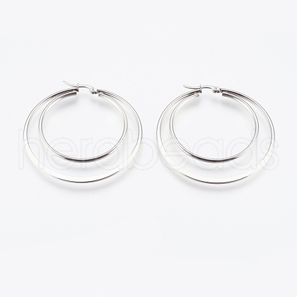 Tarnish Resistant 201 Stainless Steel Hoop Earrings EJEW-I213-B-01P-1