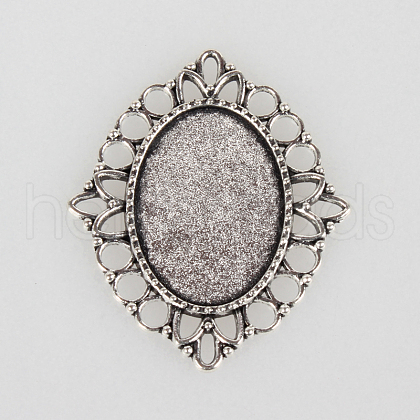 Tibetan Style Alloy Pendant Cabochon Settings TIBEP-N003-27AS-1