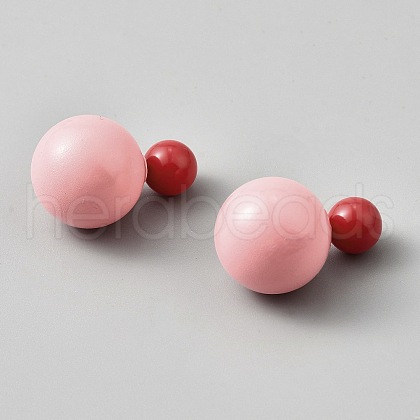 Plastic Round Stud Earrings EJEW-WH0001-75C-1