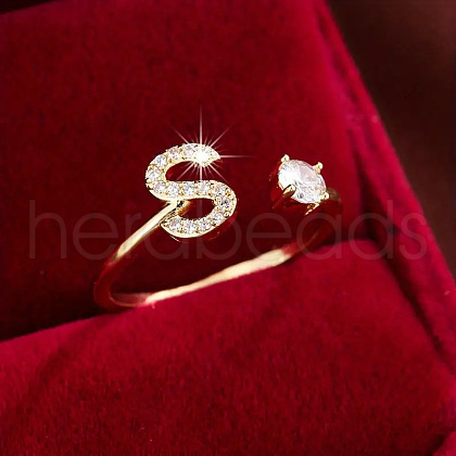Brass Micro Pave Cubic Zirconia Cuff Rings WG75066-19-1