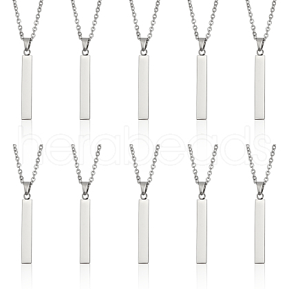 CHGCRAFT 10Pcs 201 Stainless Steel Rectangle Pendant Necklace NJEW-CA0001-16-1