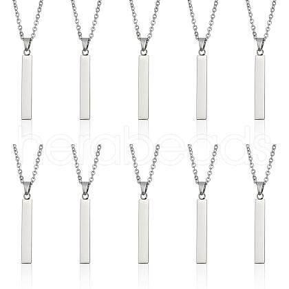 CHGCRAFT 10Pcs 201 Stainless Steel Rectangle Pendant Necklace NJEW-CA0001-16-1