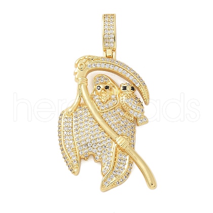Brass Micro Pave Cubic Zirconia Pendants KK-P293-35C-G-1