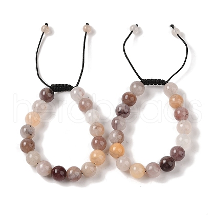 10mm Round Natural Purple Quartz Braided Bead Bracelets BJEW-C067-01C-25-1