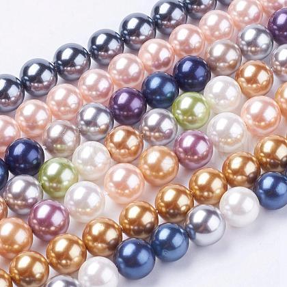 Shell Pearl Beads Strands BSHE-L035-8mm-I-1