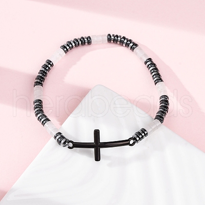 Bohemia Column Natural White Jade Bead Stretch Bracelets BJEW-F493-01EB-1