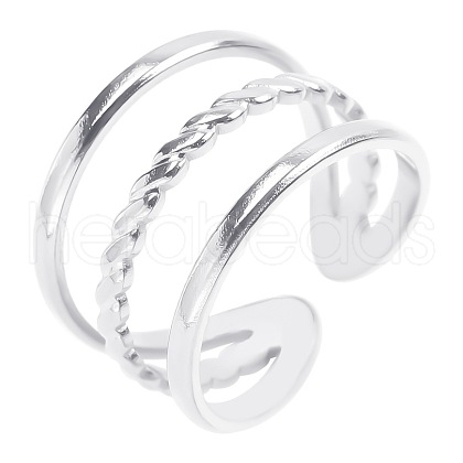Fashionable Stainless Steel Three Layers Open Cuff Rings for Men and Women UO0676-1-1