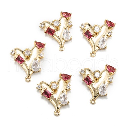 Brass Micro Pave Red Cubic Zirconia Pendants ZIRC-P086-27G-1