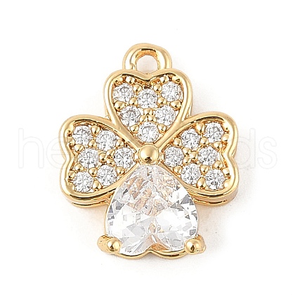 Brass Micro Pave Clear Cubic Zirconia Charms KK-R219-30G-1