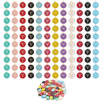 120Pcs 12 Colors Golden Plated Alloy Charms ENAM-SZ0001-64Y-1