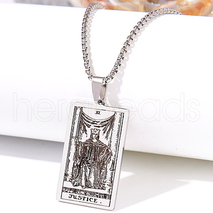 Retro Hip-hop 304 Stainless Steel Tarot Pendant Necklaces for Men FS-WGEC43A-11-1