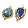 Natural Mixed Gemstone Faceted Teardrop Connector Charms G-M431-03G-2