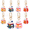   2Set PVC Cartoon Lucky Cat Doll Pendants Keychains HJEW-PH0001-49-1
