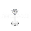 Stainless Steel Clear Cubic Zirconia Threadless Labret Stud WGC142D-31-1