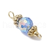 6Pcs 6 Colors Faceted Round Glass Connector Charms PALLOY-JF03141-4