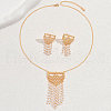 Elegant Middle Eastern Style Brass Micro Pave Cubic Zirconia Tassels Earrings & Necklaces Set for Women XY2551-1