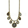 Religion Flat Round with Saint Benedict Pattern Brass Pendant Necklaces for Women FS-WG05AEE-01-5
