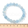Natural Aquamarine Round Bead Stretch Bracelets for Men Women BJEW-U034-01A-03-5