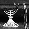 304 Stainless Steel Menorah Pendant Necklaces for Hanukkah NJEW-H065-21P-1