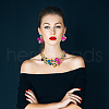 ANATTASOUL Colorful Rhinestone Flower of Life Pendant Necklace & Dangle Stud Earrings SJEW-AN0001-12-6