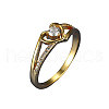 Heart Brass Micro Pave Clear Cubic Zirconia Finger Rings FS-WG243FC-02-2