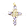 Rack Plating Brass Micro Pave Cubic Zirconia Pendants ZIRC-I059-15G-05-1