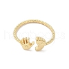 Footprint & Palm Brass Open Cuff Ring for Women RJEW-A040-03G-2