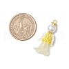 Glass Seed Beaded Flower Figurine Pendants PALLOY-MZ00686-01-2