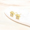 Clear Cubic Zirconia Dog Claw Print Stud Earrings EJEW-C035-02G-5