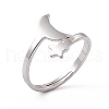Non-Tarnish 201 Stainless Steel Moon & Star Adjustable Ring for Women RJEW-K238-08P-3
