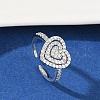 Brass Micro Pave Cubic Zirconia Cuff Rings for Women RJEW-F182-05P-3