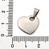 Heart 304 Stainless Steel Pendants STAS-M121-13P-3