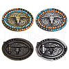 ANATTASOUL 2Pcs 2 Colros Ox Head Alloy Belt Buckle for Men with Wood Bead FIND-AN0001-01-3