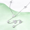 304 Stainless Steel Crystal Rhinestone Butterfly Lariat Necklaces NJEW-R026-12P-3
