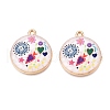 Printed Rack Plating Alloy Enamel Pendants ENAM-T020-02A-1