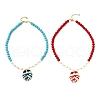 2Pcs Leaf Alloy Enamel Pendant Necklaces for Women NJEW-JN05349-2