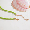 Summer Beach Porcelain Fish Shell Shape & Plastic Pearl Pendant Lime Glass Seed Beaded Necklaces for Women FS-WGBDA16-01-4