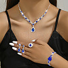 Fashionable Brass Rhinestone Bracelets & Earrings & Necklaces & Rings Sets FS-WG0E119-01-2