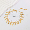 Fashionable Vintage Beach Brass Flower Link Chain Leaf Tassel Adjustable Women's Anklets QN8077-3