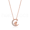 Chinese Zodiac Necklace Mouse Necklace 925 Sterling Silver Rose Gold Rat on the Moon Pendant Charm Necklace Zircon Moon and Star Necklace Cute Animal Jewelry Gifts for Women JN1090A-1