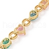 Colorful Cubic Zirconia Heart & Rectangle & Teardrop Link Chain Bracelet BJEW-B068-02-4