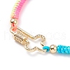 Ring & Cross & Lobster Claw Clasps Shape Brass Micro Pave Cubic Zirconia Link Bracelets Set BJEW-JB07081-8