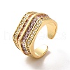 Cubic Zirconia Multi Line Open Cuff Ring RJEW-C041-10G-2