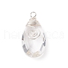 Wire Wrapped Transparent Glass Pendants PALLOY-JF01828-1