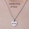 201 Stainless Steel Heart with Word Mom Pendant Necklace for Mother's Day NJEW-OY001-15-3
