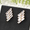 Rhombus Brass Micro Pave Clear Cubic Zirconia Stud Earrings for Women EJEW-G428-04G-2