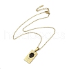304 Stainless Steel Black Enamel Rectangle with Constellation Pendant Necklaces NJEW-I128-01F-3