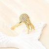 Ocean Theme Brass Micro Pave Cubic Zirconia Cuff Rings for Women RJEW-F184-17H-G-4